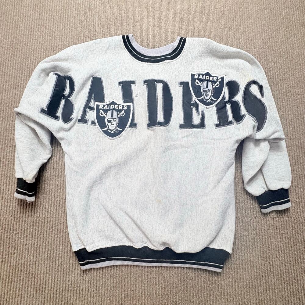 Vintage Oakland Raiders Sweatshirt Kids Large Gray Legends Sewn Spellout